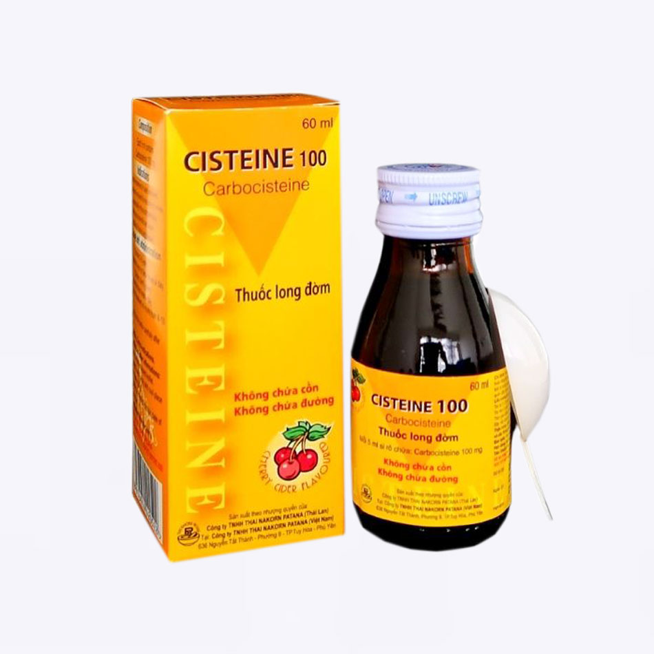 Hộp và lọ thuốc Cisteine 100mg