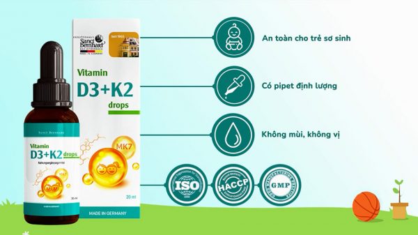 Ưu điểm của Vitamin D3 + K2 drops
