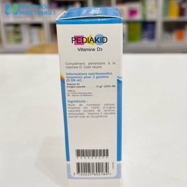 Mặt bên hộp sản phẩm Pediakid Vitamin D3