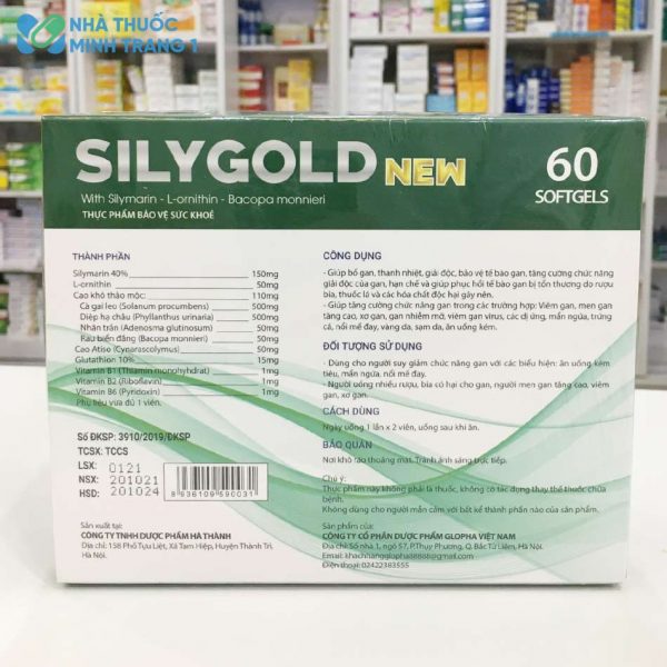 Mặt sau hộp sản phẩm Silygold New