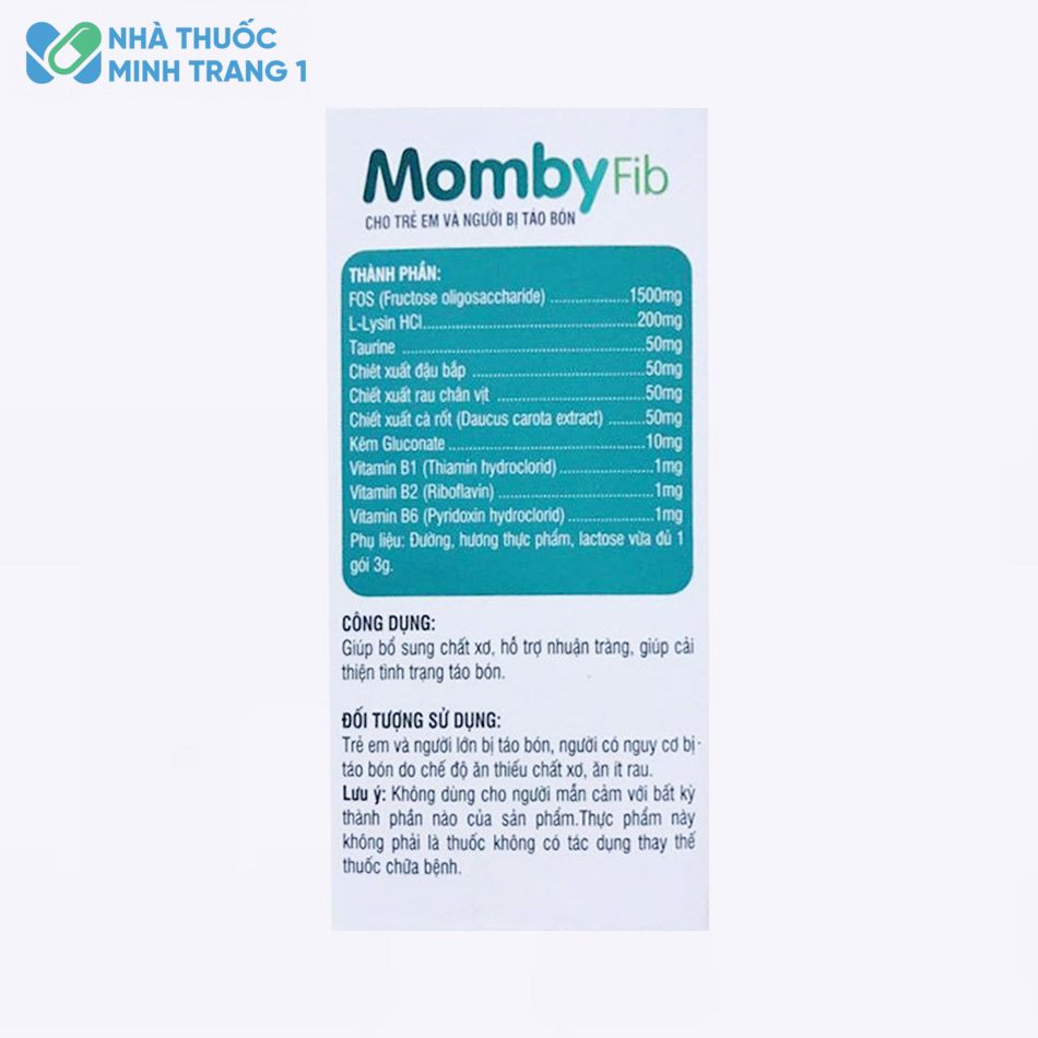 Thành phần của sản phẩm Momby Fib