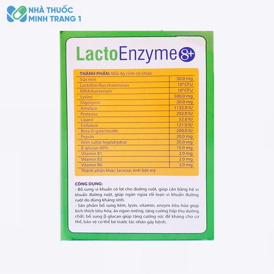 Thành phẩn của Lacto Enzyme