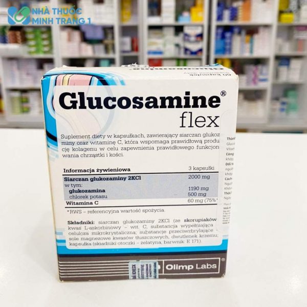 Mặt sau hộp sản phẩm Glucosamine Flex