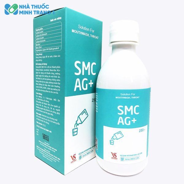 Hình ảnh hộp và lọ sản phẩm nước súc miệng SMC AG+