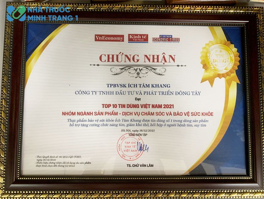 Ích Tâm Khang thuộc top 10 sản phẩm tin dùng Việt Nam năm 2021