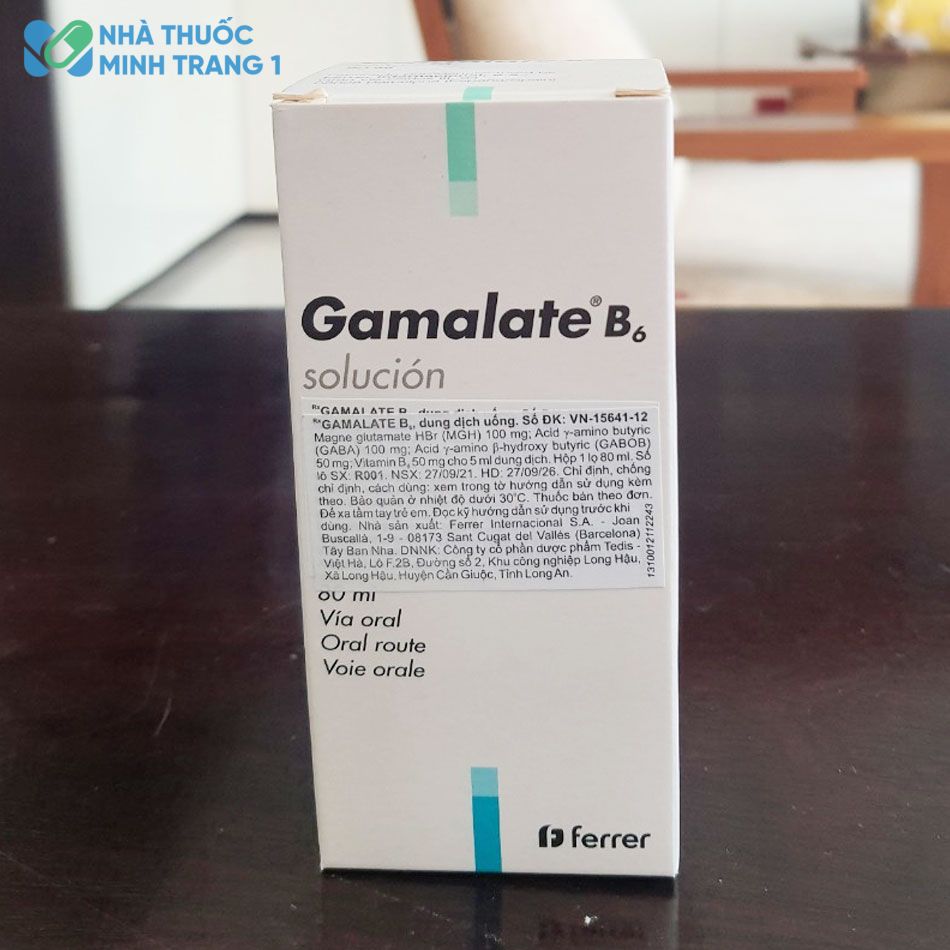 Mặt bên hộp thuốc Gamalate B6
