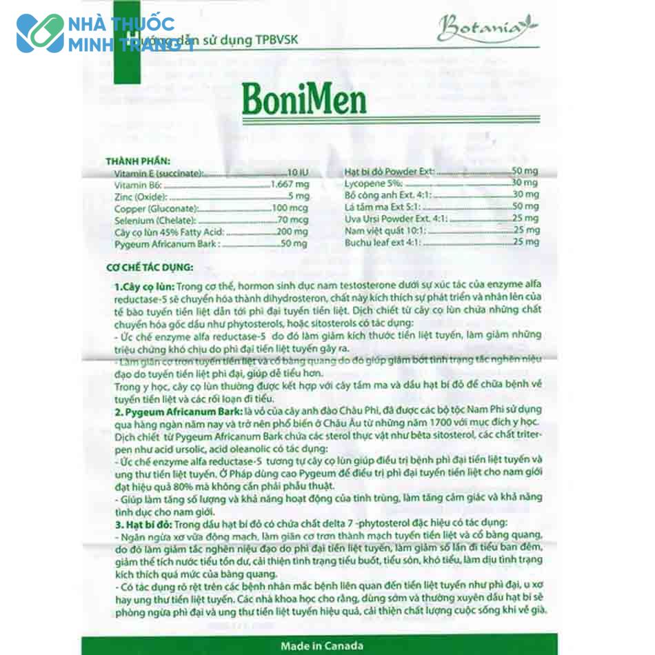 Hướng dẫn sử dụng sản phẩm BoniMen từ nhà sản xuất