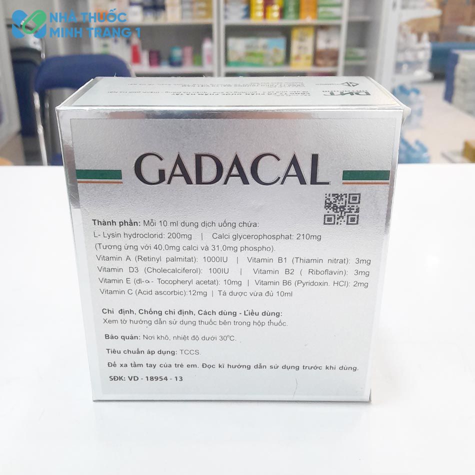 Hình ảnh mặt sau hộp thuốc Gadacal