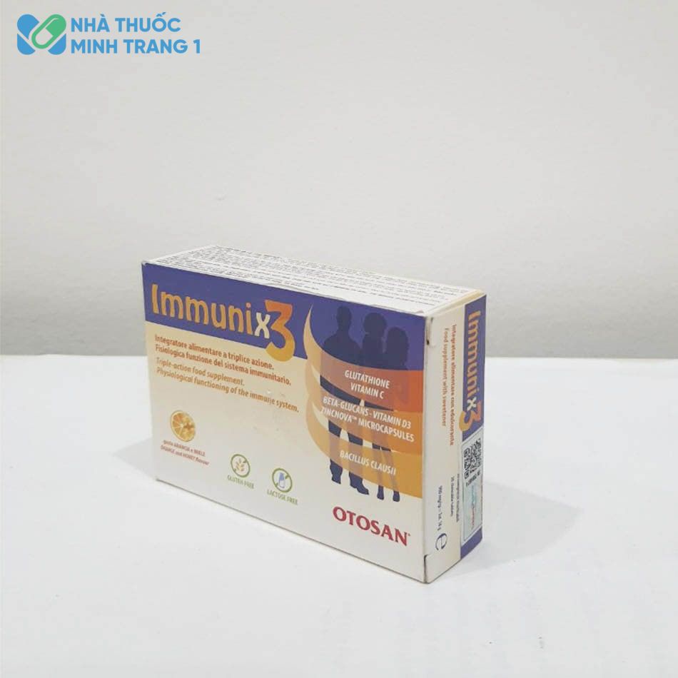 Mặt nghiêng của hộp sản phẩm Immunix3 được chụp tại Nhà Thuốc Minh Trang 1