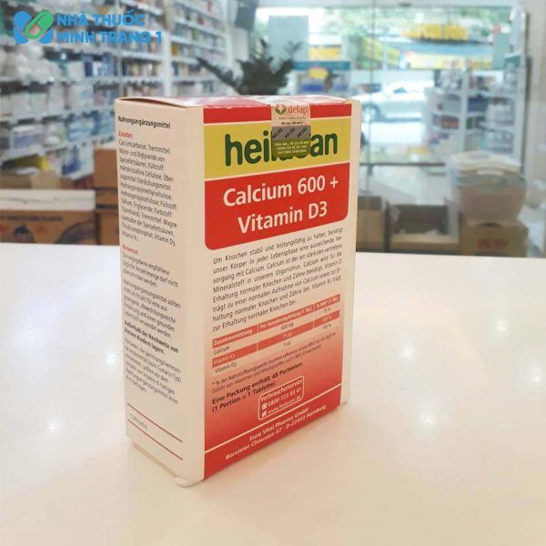 Mặt nghiêng của sản phẩm bảo vệ sức khỏe Heilusan Calcium 600 + Vitamin D3