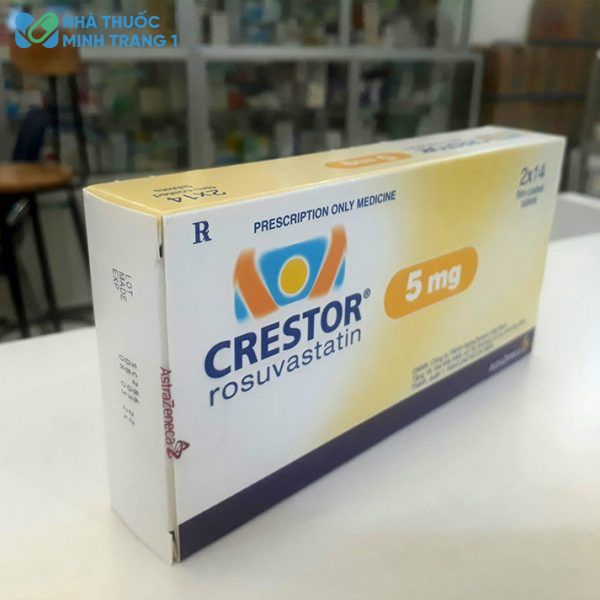 Hình ảnh chụp góc nghiêng hộp thuốc Crestor 5mg
