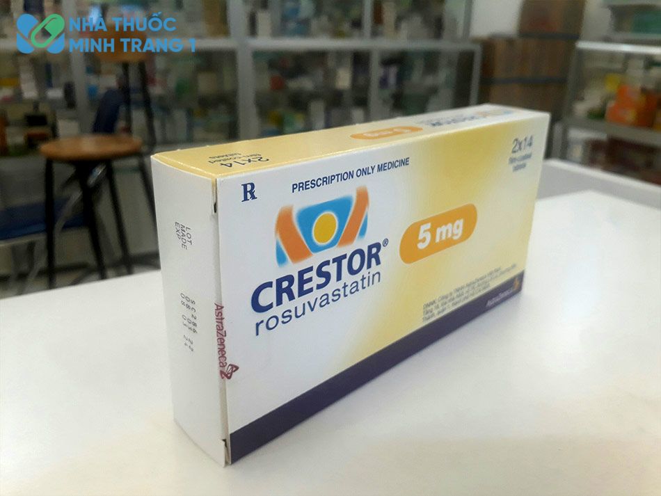 Hình ảnh chụp góc nghiêng hộp thuốc Crestor 5mg