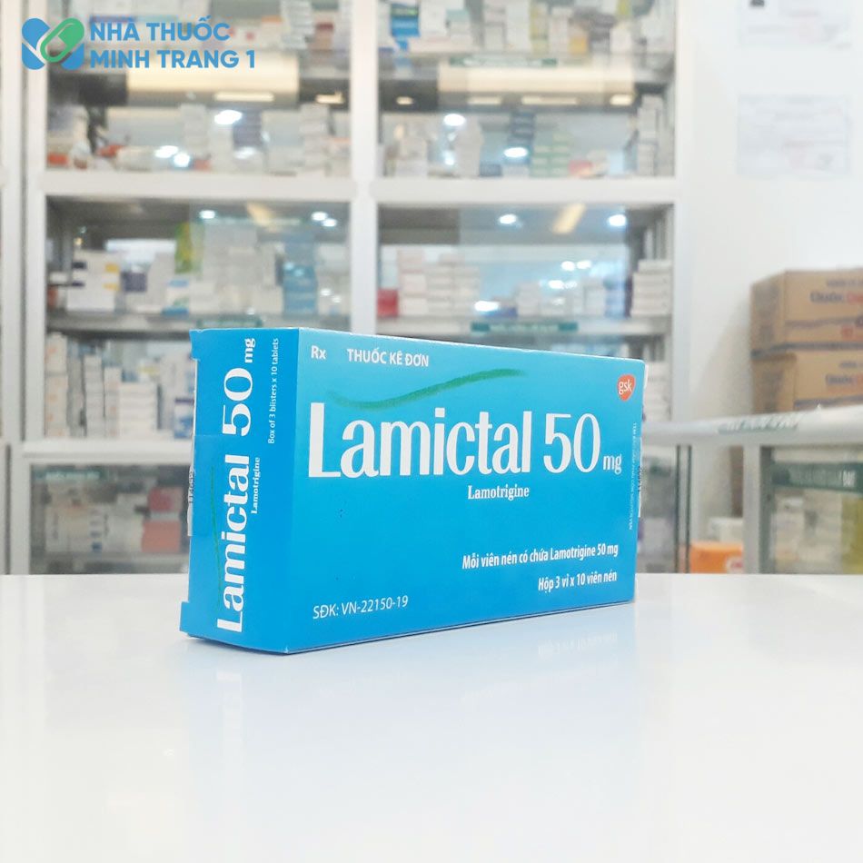 Góc nghiêng của hộp thuốc Lamictal 50mg