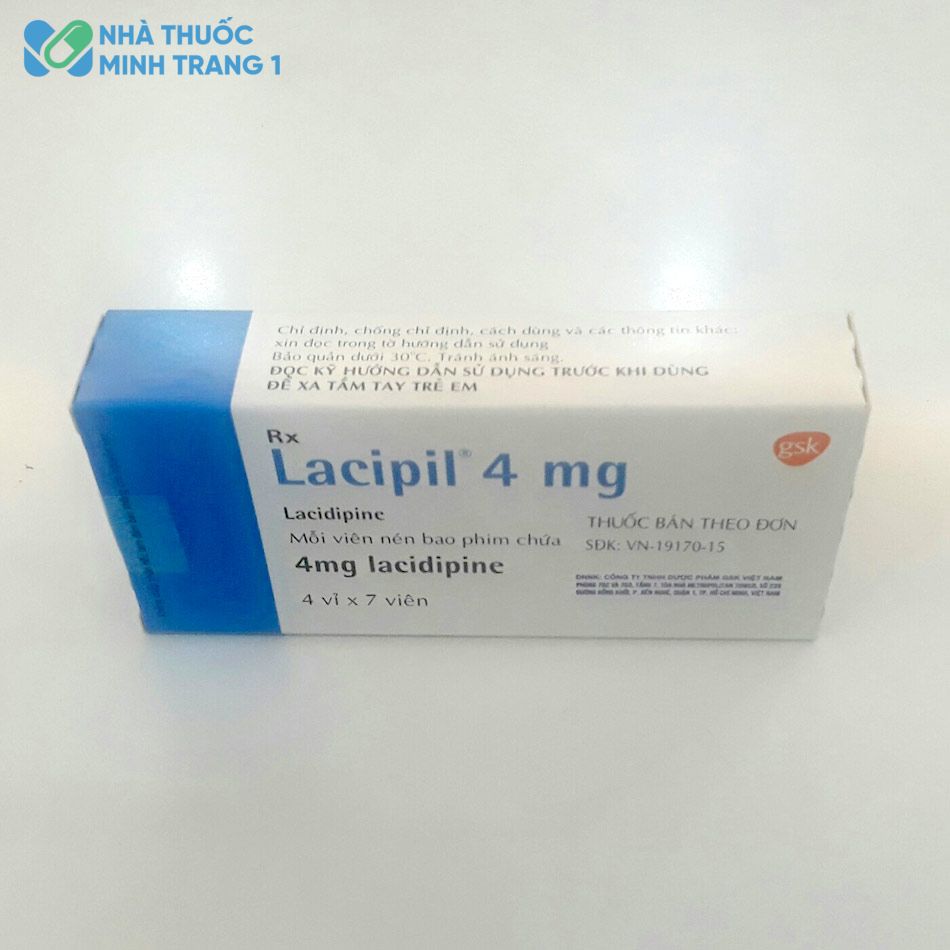 Hình ảnh phía trên hộp thuốc Lacipil 4mg
