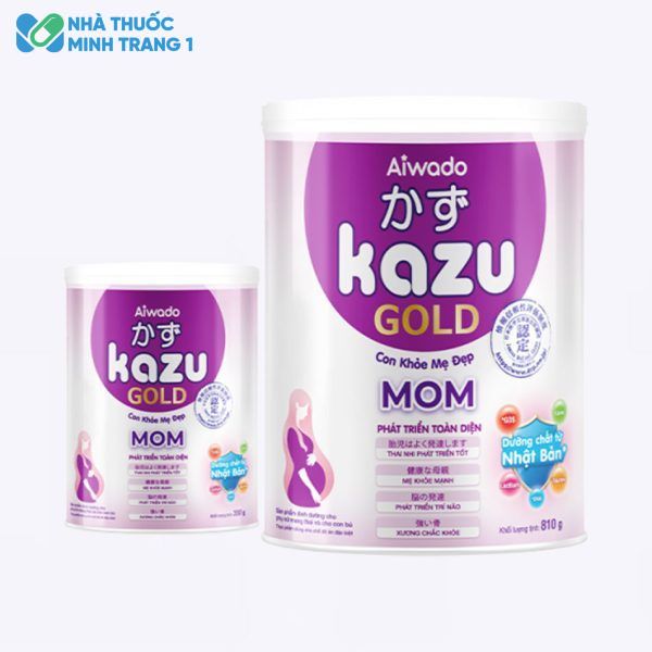Hình ảnh lon sữa bầu Kazu Gold Mom 350gram và 810gram