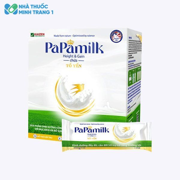 Hình ảnh hộp sữa Papamilk Height & Gain dạng gói