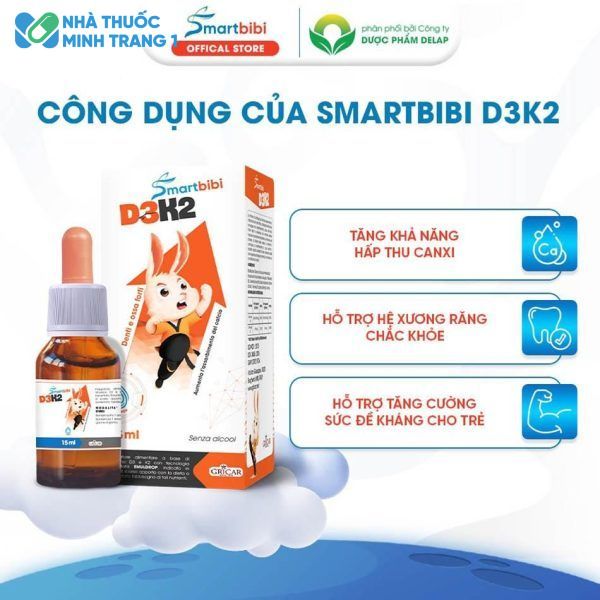 Smartbibi D3K2 giúp hấp thu canxi tốt hơn